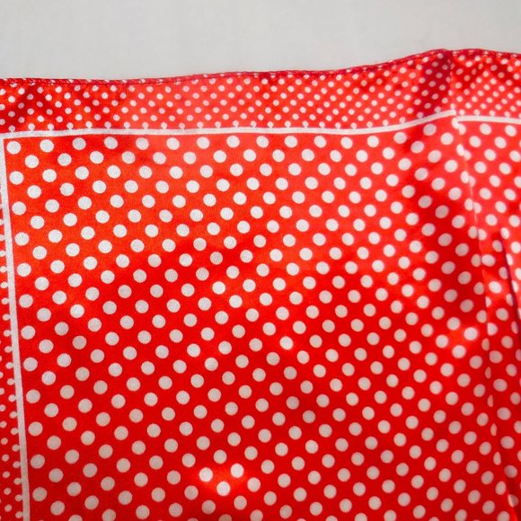 Scarf 19" x 19" Square Satin red polka dot print neckerchief retro - Picture 2 of 7